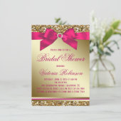 Fuchsia Roze en Gouden Bruidsfeest Kaart (Staand voorkant)