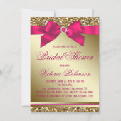 Fuchsia roze en gouden Vrijgezellenfeest Kaart (Voorkant)