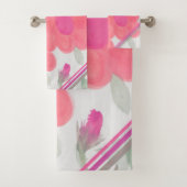 Fuchsia roze en groen bad handdoek (Insitu)