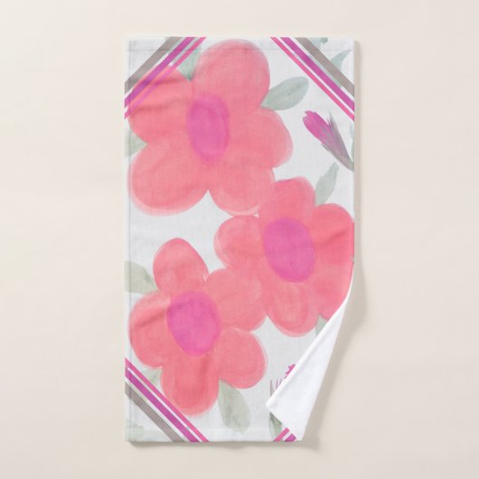 Fuchsia roze en groen bad handdoek (Handdoek)