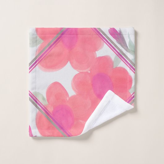 Fuchsia roze en groen bad handdoek (Wasdoekje)