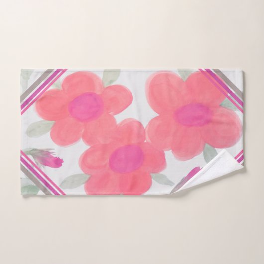 Fuchsia roze en groen bad handdoek (Handdoek)