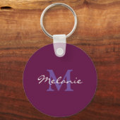 Fuchsia Roze en Lavendel Persoonlijk Monogram Sleutelhanger (Voorkant)