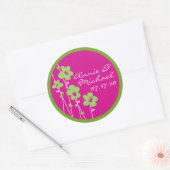 Fuchsia Roze en limoen Groene Anemoon Bloem Bruilo Ronde Sticker (Envelop)