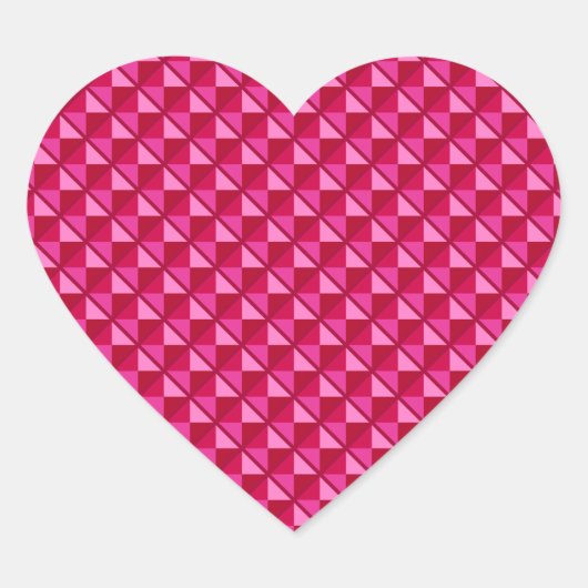 Fuchsia roze, enamel look, bestudeerd raster hart sticker (Voorkant)