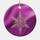 Fuchsia Roze Folie, Baby 1e kerst Keramisch Ornament (Achterkant)