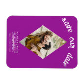 Fuchsia Roze Foto Bruiloft Save the Date Magneet (Horizontaal)