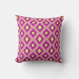 Fuchsia Roze Geel Diamant Patroon  Kussen