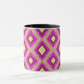 Fuchsia Roze Geel Diamant Patroon  Mok (Midden)