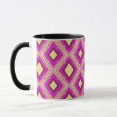 Fuchsia Roze Geel Diamant Patroon  Mok (Links)