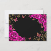Fuchsia Roze Goud Quinceanera Bedankkaart (Achterkant)