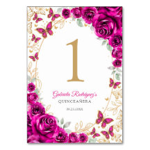 Fuchsia Roze Gouden Bloemige Quinceanera