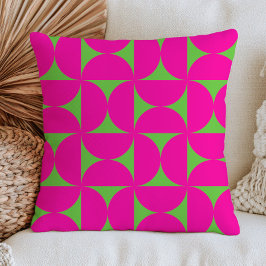 Fuchsia Roze & Groen Geometrisch Mid Century Moder Kussen