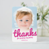 Fuchsia Roze Grote Schets Bedankt Kinderverjaardag (Staand voorkant)