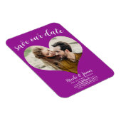 Fuchsia Roze Hart Foto Bruiloft Save the Date Magneet (Rechterzijde)