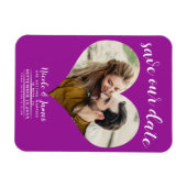Fuchsia Roze Hart Foto Bruiloft Save the Date Magneet (Horizontaal)