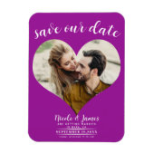 Fuchsia Roze Hart Foto Bruiloft Save the Date Magneet (Verticaal)