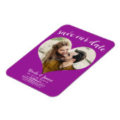 Fuchsia Roze Hart Foto Bruiloft Save the Date Magneet (Linkerzijde)
