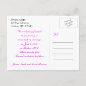 FUCHSIA ROZE HART FOTO SLA DE DATUM OP AANKONDIGINGSKAART (Achterkant)