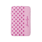 Fuchsia Roze Hart Patroon Handgeschreven Naam y2k Badmat (Voorkant Verticaal)