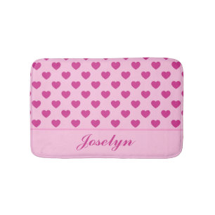 Fuchsia Roze Hart Patroon Handgeschreven Naam y2k Badmat