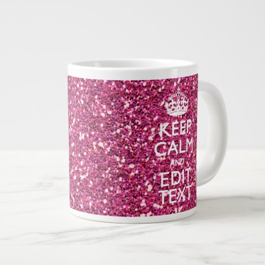 Fuchsia roze houden kalm met Jouw tekst Grote Koffiekop (Voorkant rechts)