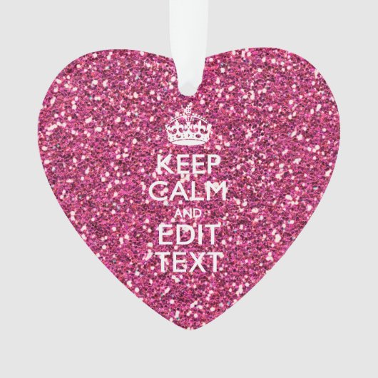Fuchsia roze houden kalm met Jouw tekst Ornament (voorkant)