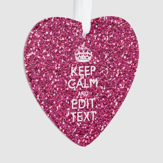 Fuchsia roze houden kalm met Jouw tekst Ornament (voorkant)