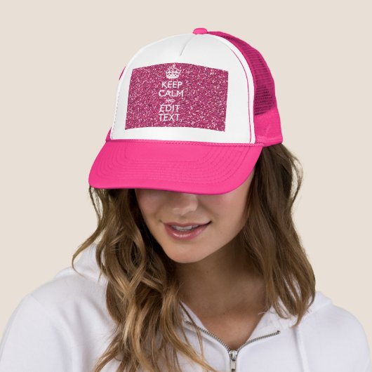 Fuchsia roze houden kalm met Jouw tekst Trucker Pet (In situ)