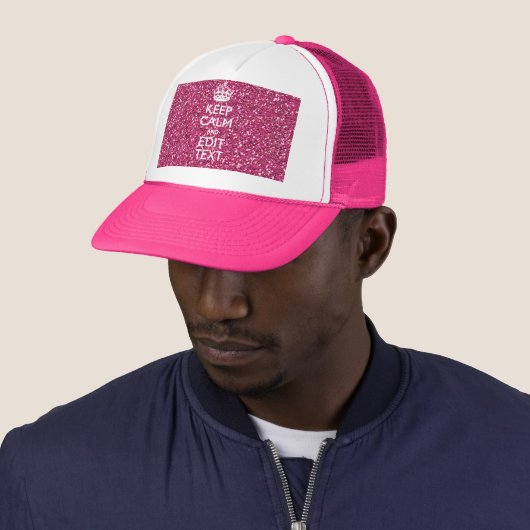 Fuchsia roze houden kalm met Jouw tekst Trucker Pet (In situ)