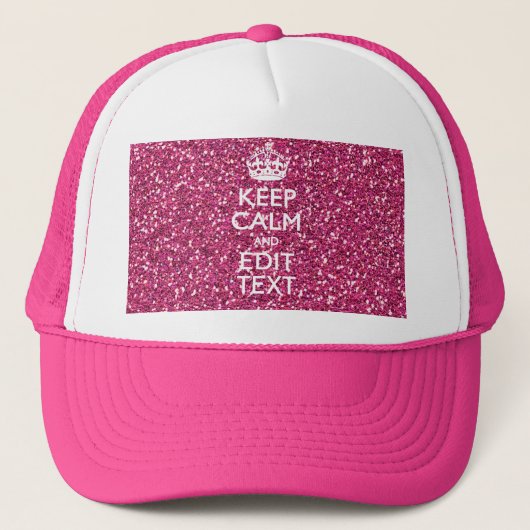 Fuchsia roze houden kalm met Jouw tekst Trucker Pet (Voorkant)