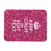 Fuchsia Roze Keep Calm Met je Tekst Magneet (Horizontaal)