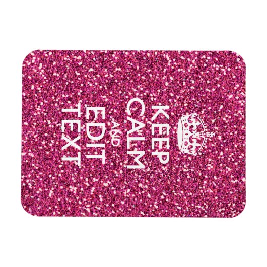 Fuchsia Roze Keep Calm Met je Tekst Magneet (Horizontaal)