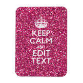 Fuchsia Roze Keep Calm Met je Tekst Magneet (Verticaal)