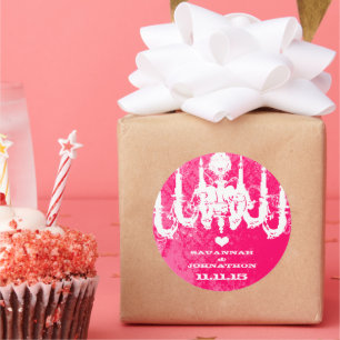 Fuchsia roze kiest kleurenhandelaar ronde sticker