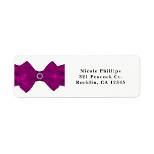 Fuchsia Roze Lint & Diamanten Elegante Uitnodiging Etiket