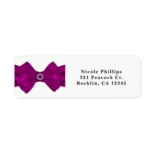 Fuchsia Roze Lint & Diamanten Elegante Uitnodiging Etiket (Voorkant)