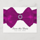 Fuchsia Roze Lint & Diamanten Save the Date Aankondigingskaart (Voorkant)
