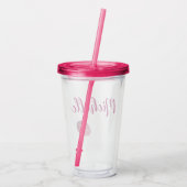 Fuchsia roze lippen acryl drinkbeker (Achterkant)
