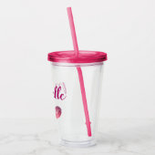 Fuchsia roze lippen acryl drinkbeker (Links)