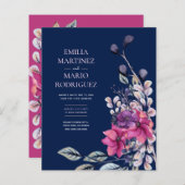 Fuchsia Roze Marine Blauw Bloemen Huwelijk Budget (Voorkant / Achterkant)