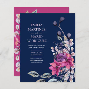 Fuchsia Roze Marine Blauw Bloemen Huwelijk Budget