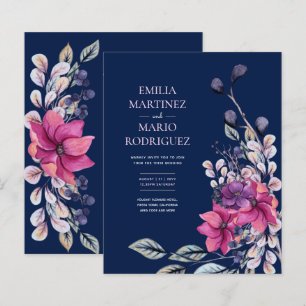 Fuchsia Roze Marine Blauw Bloemen Huwelijk Budget
