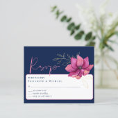 Fuchsia Roze Marine Blauw Bruiloft RSVP (Staand voorkant)