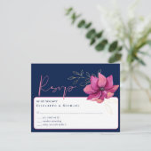 Fuchsia Roze Marine Blauw Bruiloft RSVP Kaart (Staand voorkant)