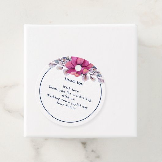 Fuchsia Roze Marine Details Behuizing QR Code RSVP Bedankjes Labels (In situ)