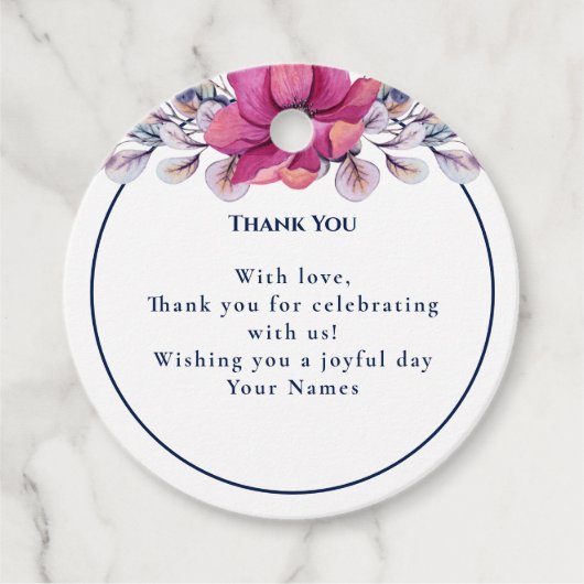 Fuchsia Roze Marine Details Behuizing QR Code RSVP Bedankjes Labels (Voorkant)