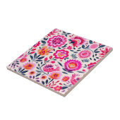 Fuchsia Roze Mexicaanse Bloemen BOHO Chic Bloemen Tegeltje (Zijkant)