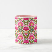 Fuchsia Roze Mexicaanse Bloemen BOHO Chic Bloemig Mok (Midden)