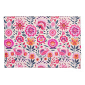 Fuchsia Roze Mexicaanse Bloemen Patroon Bloemen Kussensloop (Voorkant)